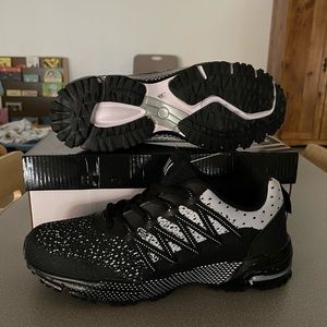 Black and white work out shoes